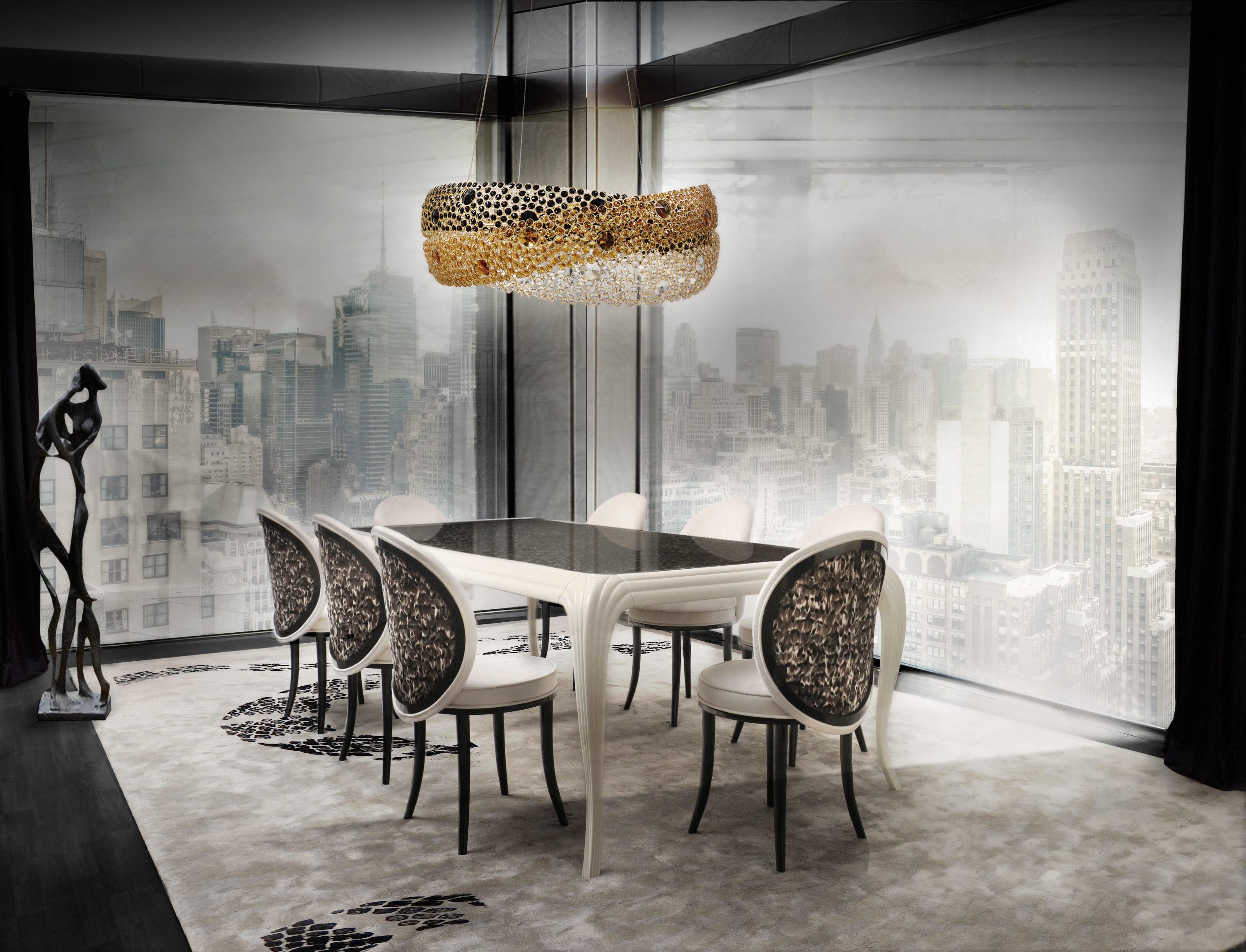 Verre Table de salle à manger Merveille Exotic Feather Top en vente