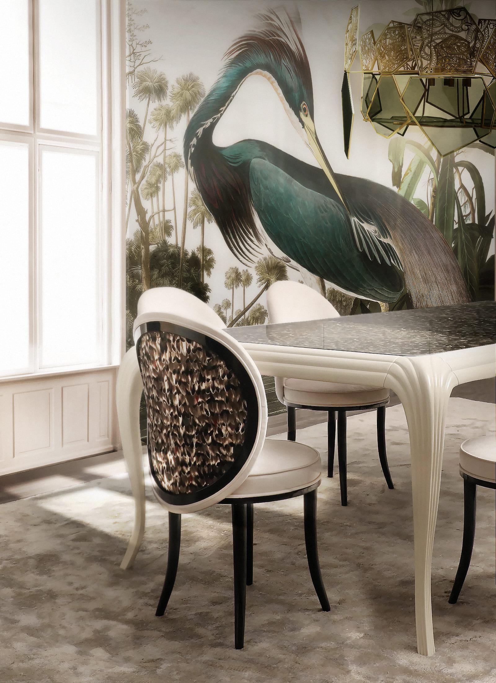 Table de salle à manger Merveille Exotic Feather Top en vente 1