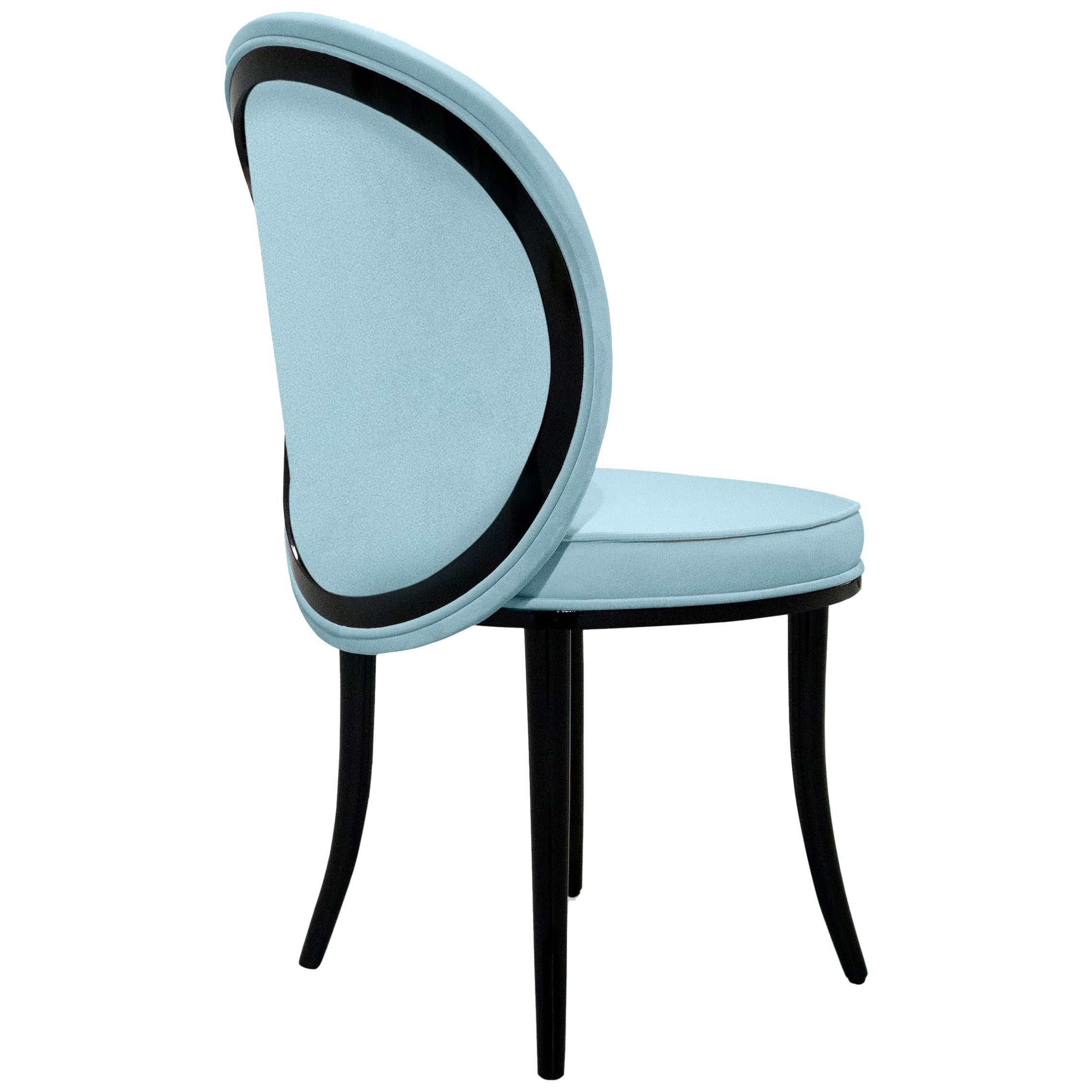 Merveille II Dining Chair in Lux Velvet Color Baby Blue For Sale at 1stDibs