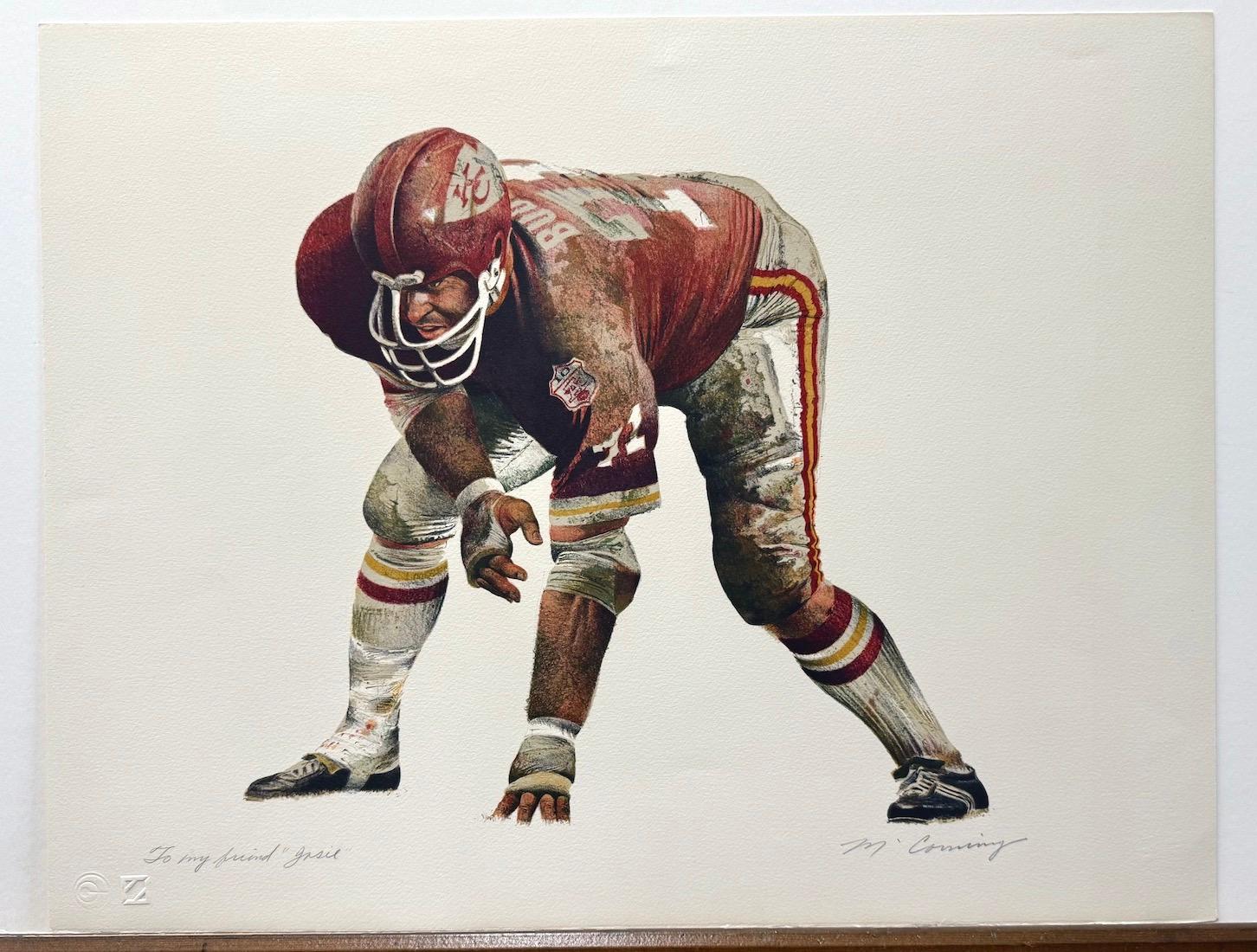 HOLD THE LINE Kansas City Chiefs, lithographie signée Stone, histoire du football de la NFL en vente 3