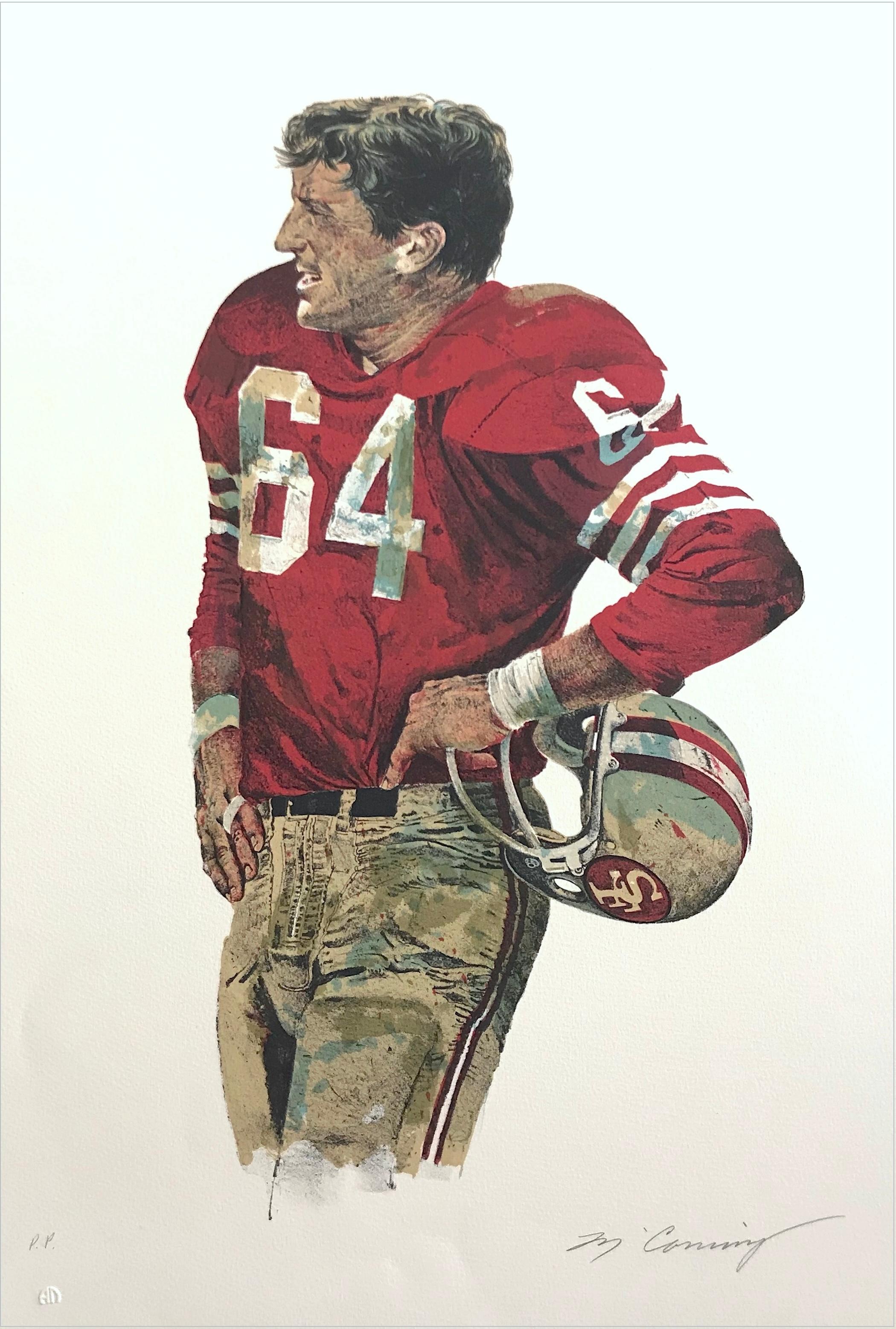 Portrait Print de Mervin Allen Corning - OLD PRO Dave Wilcox San Francisco 49ers NFL Historia del fútbol americano, Litografía firmada