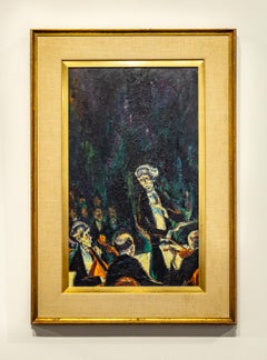 "The Conductor" Expressionist Oil Painting with Orchestra and Conductor