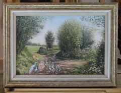 Original Oil on Canvas, Mervyn Goode. "Cross Tracks, Snailing Lane, near Liss"