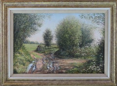 Original Ölgemälde auf Leinwand, Mervyn Goode. „Cross Tracks, Schnecken-Lane, bei Liss“