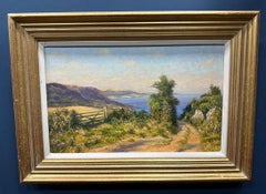 Impressionistische englische Landschaft mit Blick auf den Ozean während eines englischen Sommers 