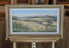 Óleo original sobre lienzo, MERVYN GOODE, "Paisaje de pleno verano en Priors Dean"