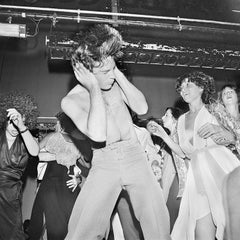 JJ Holding Head as Hair Flies While Dancing with JudiJupiter, Studio 54, NY, NY
