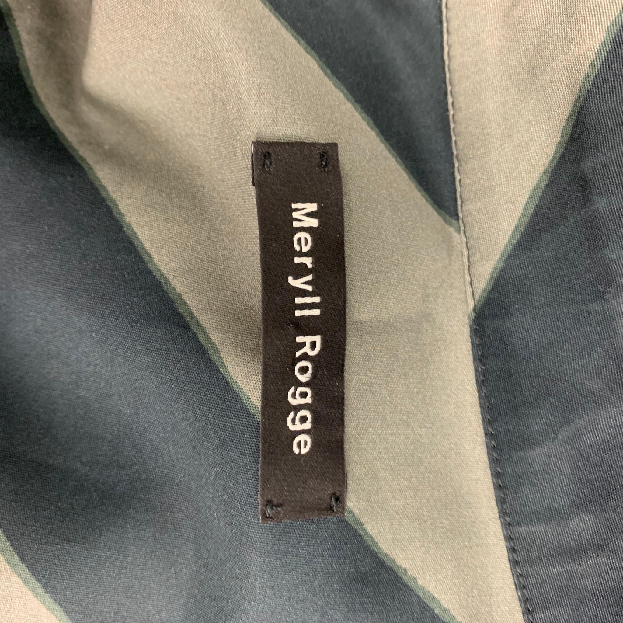 MERYL ROGGE Size S Grey & Black Diagonal Stripe Cotton Button Up Shirt 3