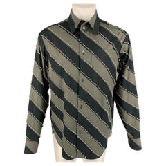 MERYL ROGGE Size S Grey & Black Diagonal Stripe Cotton Button Up Shirt