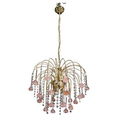 Meryl Streep, Pink Murano Flowers and Crystal Drops Chandelier, 1980s