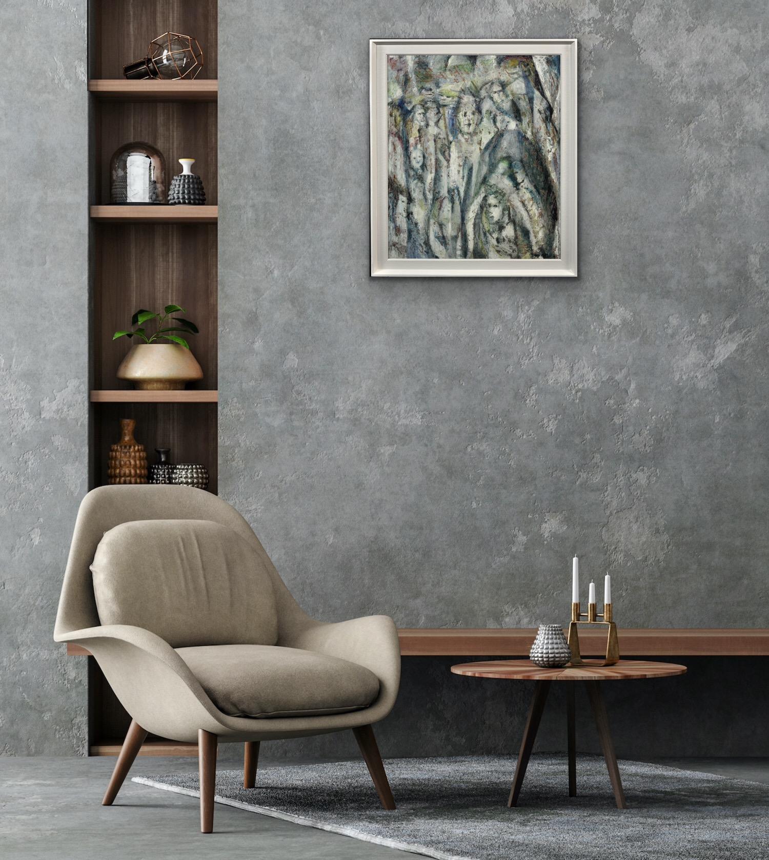 Enigma 1960, eccentrico e bohémien, dipinto ad olio astratto gallese originale incorniciato in vendita 11