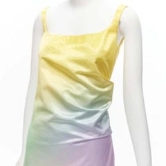 MERYLL ROGGE 2021 Runway pastel rainbow ombre rainbow draped side dress FR36 S