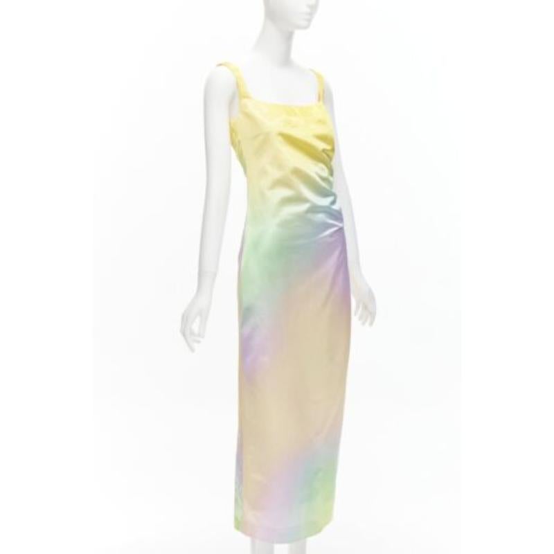 Beige MERYLL ROGGE 2021 Runway pastel rainbow ombre rainbow draped side dress FR36 S For Sale