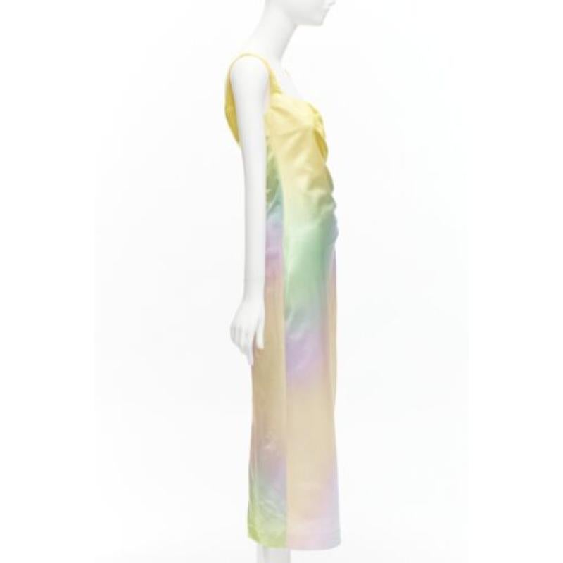 MERYLL ROGGE 2021 Runway pastel rainbow ombre rainbow draped side dress FR36 S In Excellent Condition For Sale In Hong Kong, NT