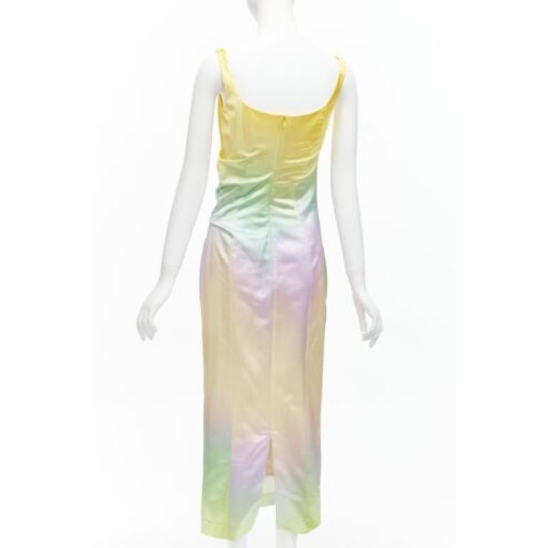 Women's MERYLL ROGGE 2021 Runway pastel rainbow ombre rainbow draped side dress FR36 S For Sale