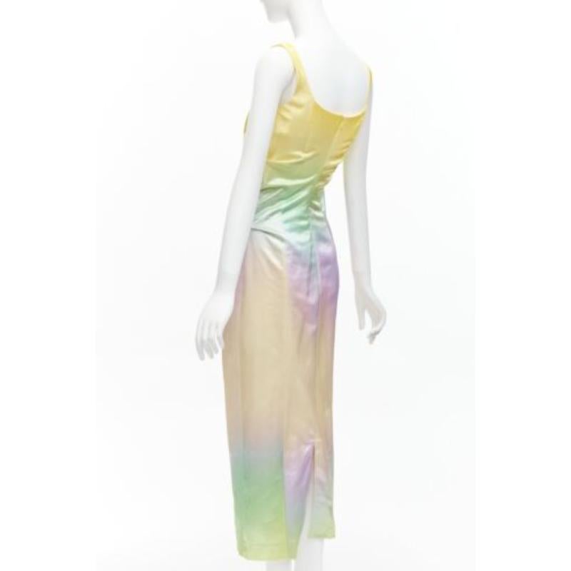 MERYLL ROGGE 2021 Runway pastel rainbow ombre rainbow draped side dress FR36 S For Sale 1