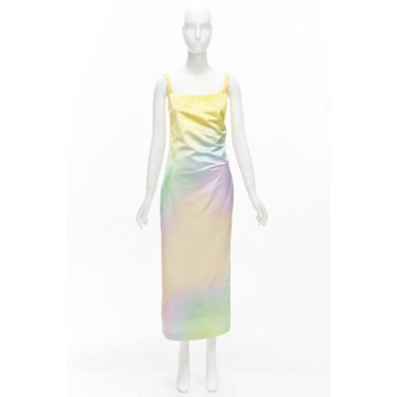 MERYLL ROGGE 2021 Runway pastel rainbow ombre rainbow draped side dress FR36 S For Sale 4