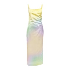 MERYLL ROGGE 2021 Runway pastel rainbow ombre rainbow draped side dress FR36 S