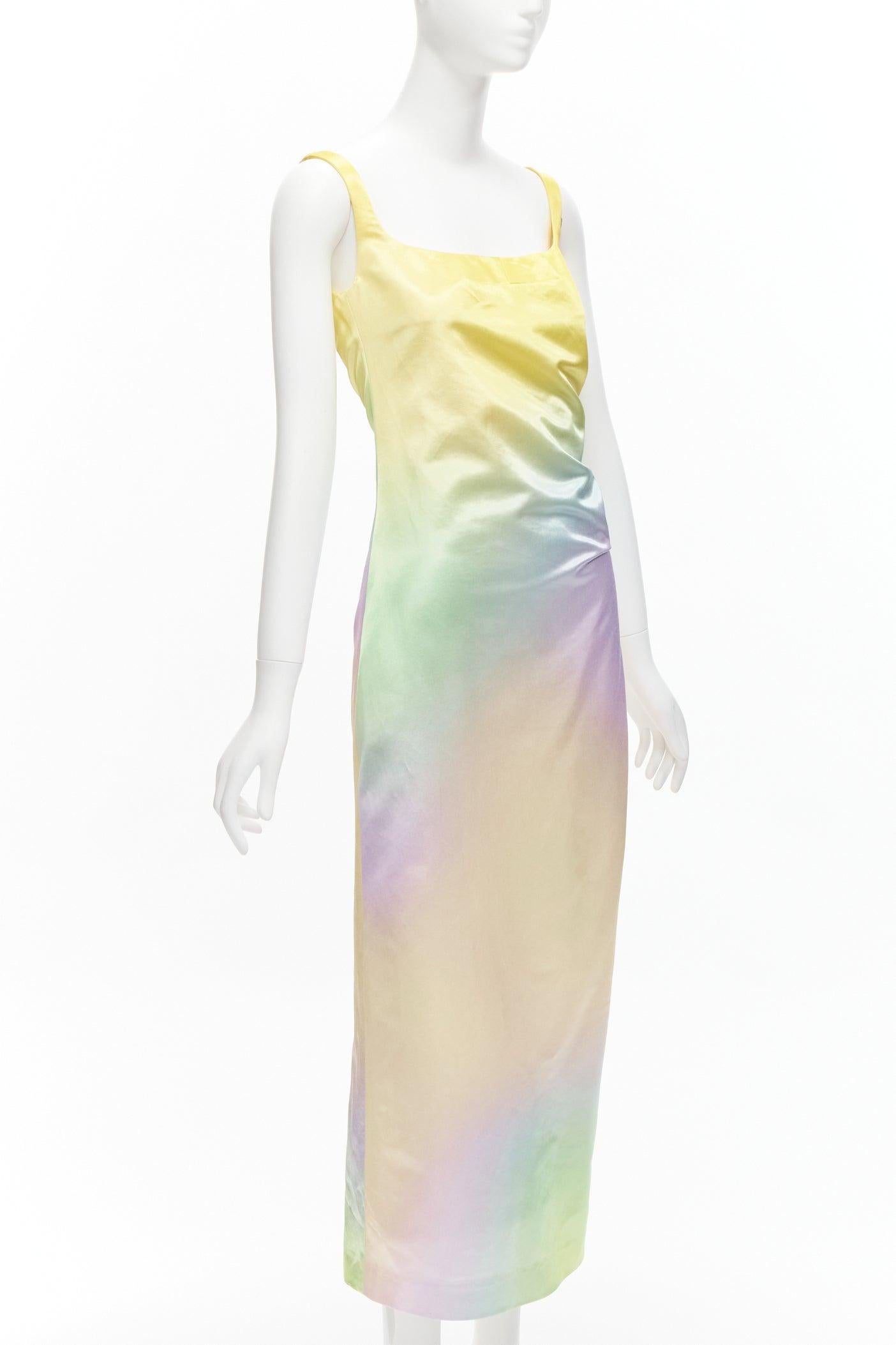 Beige MERYLL ROGGE 2021 Runway rainbow ombre rainbow drape side scoop neck dress FR36 For Sale