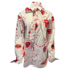 Meryll Rogge White and Red Button Down Shirt, Size 38