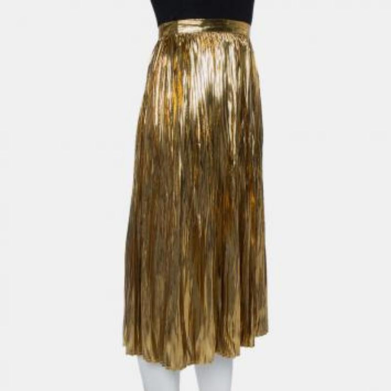 Mes Demoiselles Gold Lurex Silk Pleated Sadiola Midi Skirt S For Sale 5