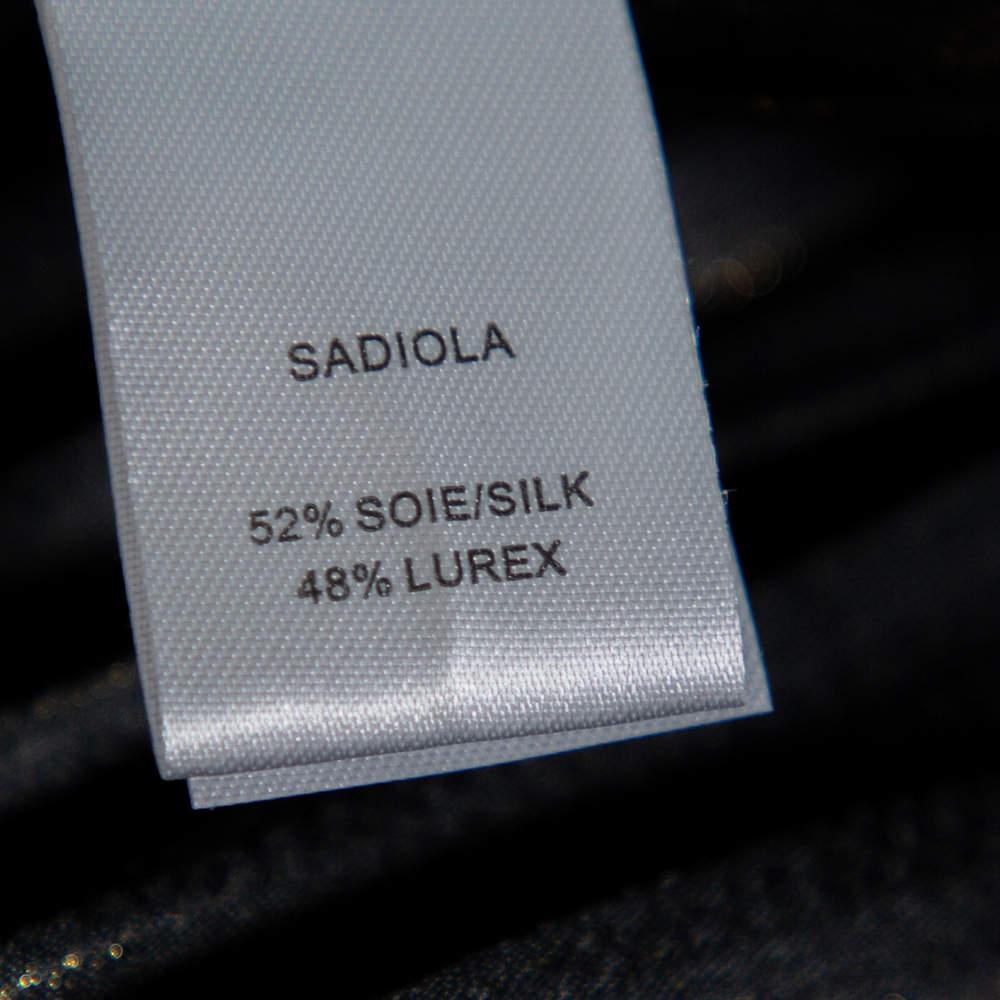 Marron Mes Demoiselles Gold Lurex Silk Pleated Sadiola Midi Skirt S en vente