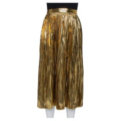 Mes Demoiselles Gold Lurex Silk Pleated Sadiola Midi Skirt S