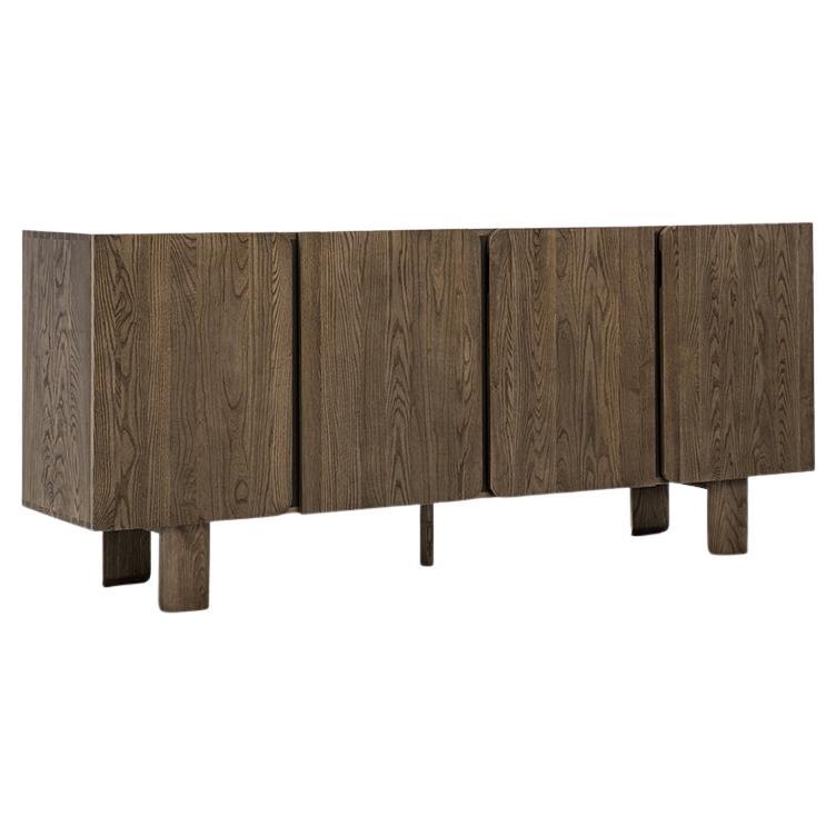 Mesa 80" Sideboard - organic modern, solid FSC certified ash with leather inlay For Sale
