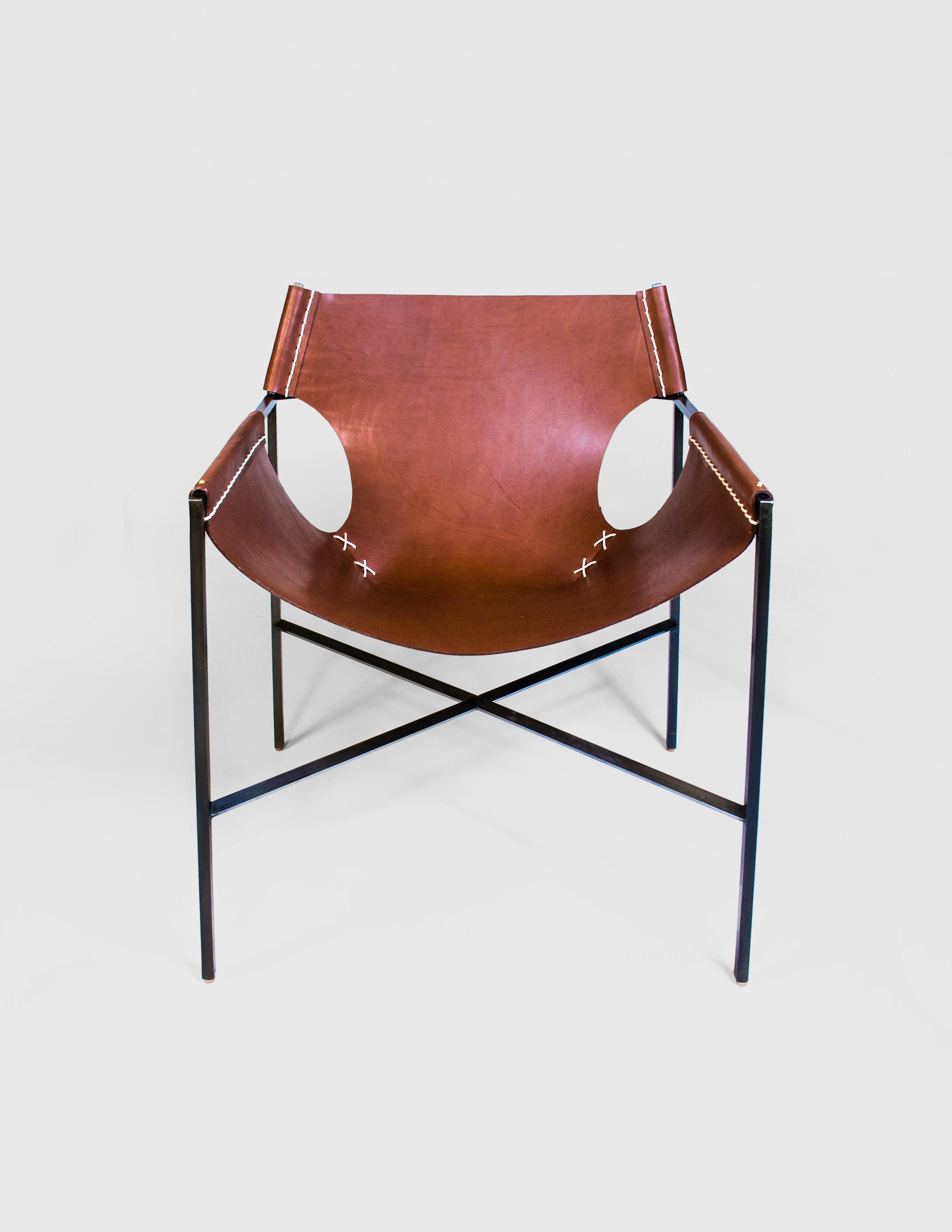 American Mesa Club Chair in Tobacco Leather For Sale