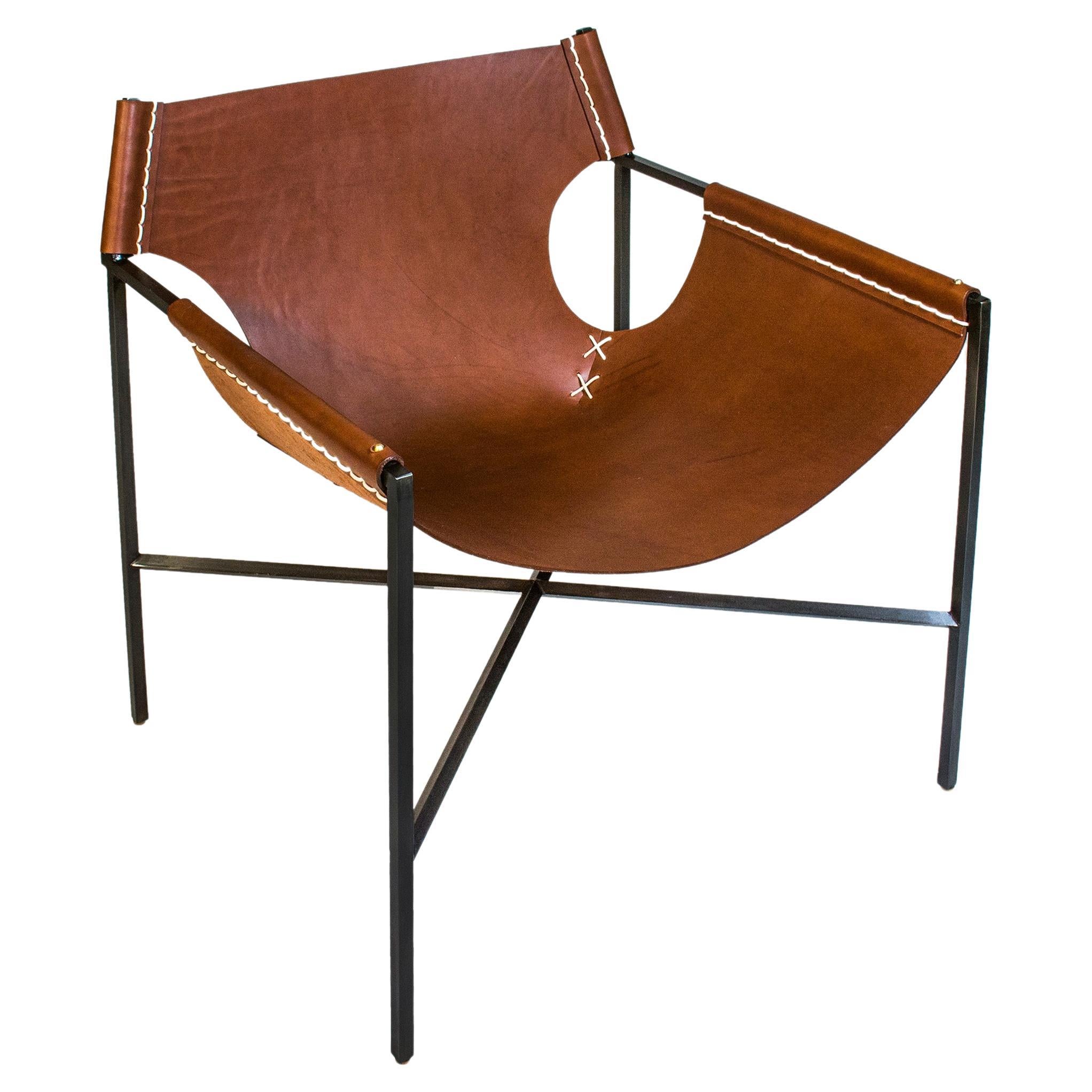 Mesa Club Chair in Tobacco Leather For Sale