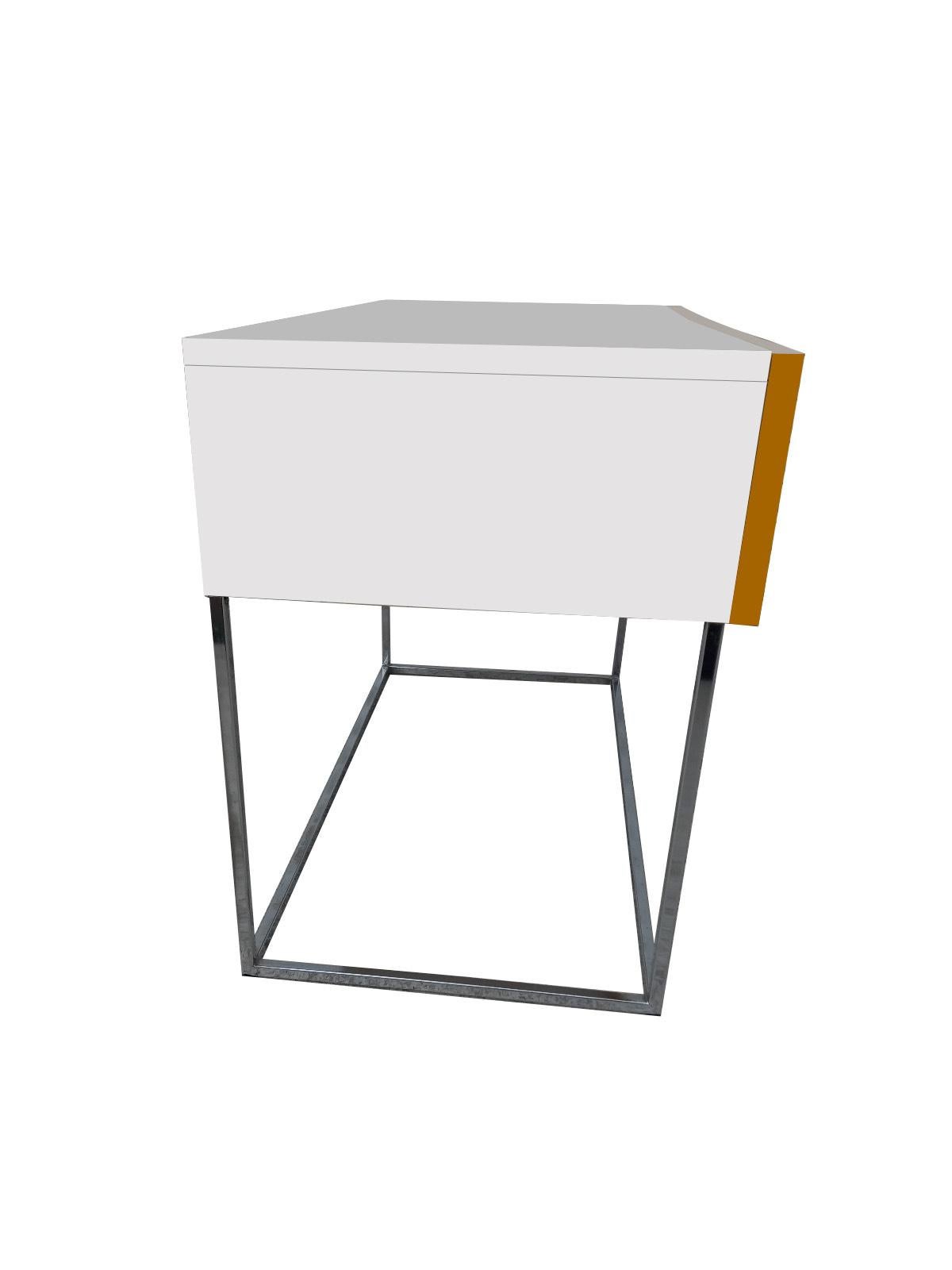 Cromo Console/scrivania a 2 cassetti su base cromata Roger Rougier in vendita