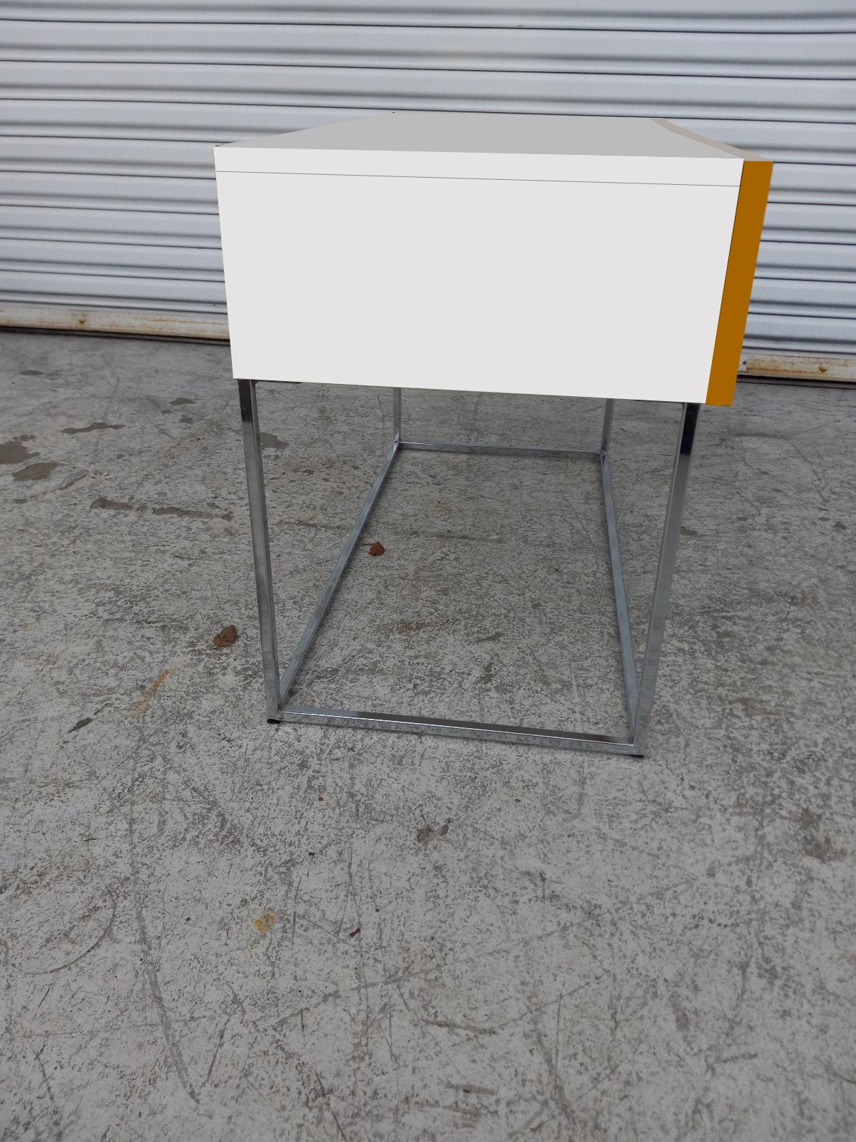 Console/scrivania a 2 cassetti su base cromata Roger Rougier in vendita 1