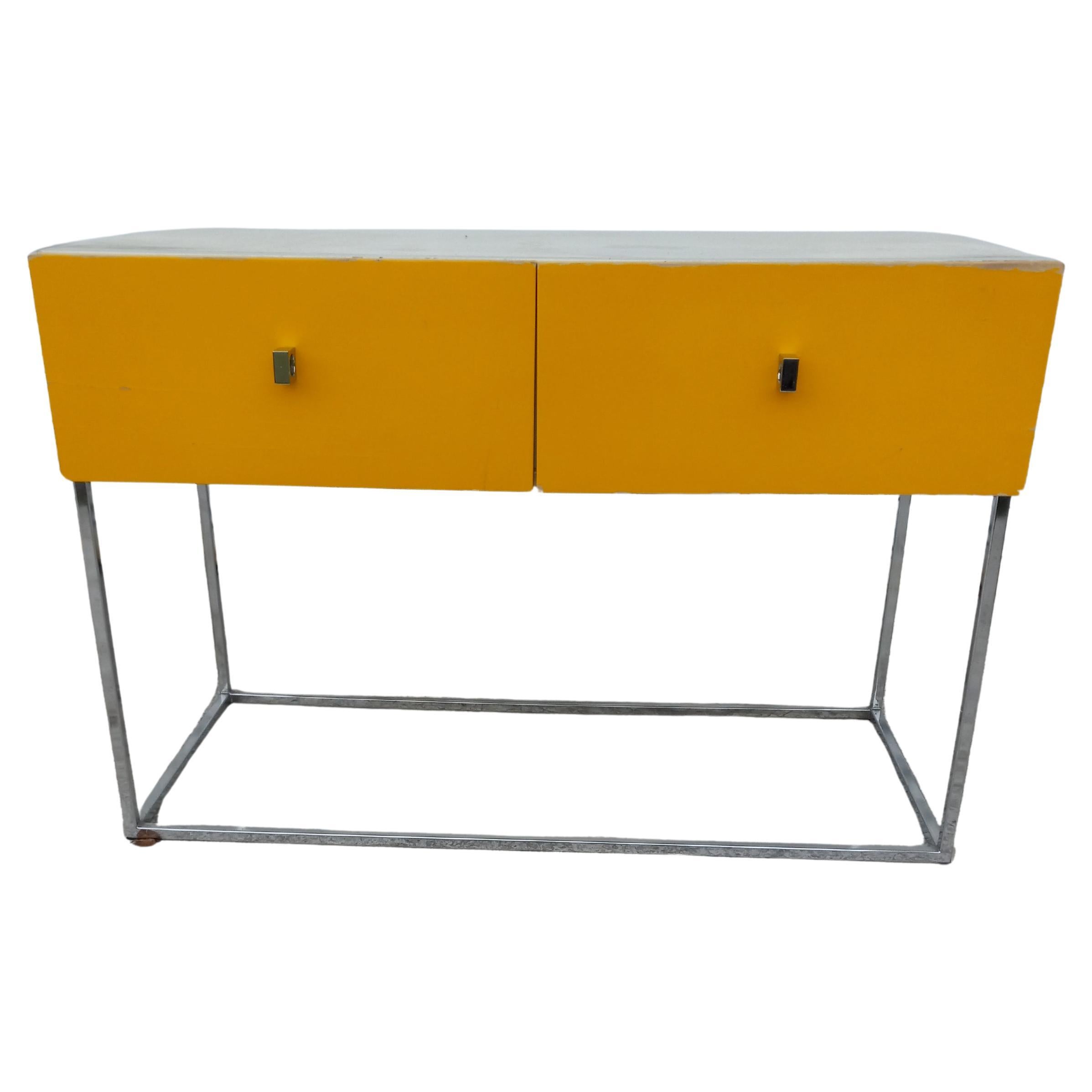 Console/scrivania a 2 cassetti su base cromata Roger Rougier in vendita