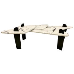 White Quartz Coffee Table with Blackened Steel Legs by AdM Bespoke