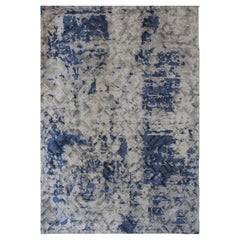 Tapis moderne en soie matelassée à la main beige et bleu de MESA par Hands