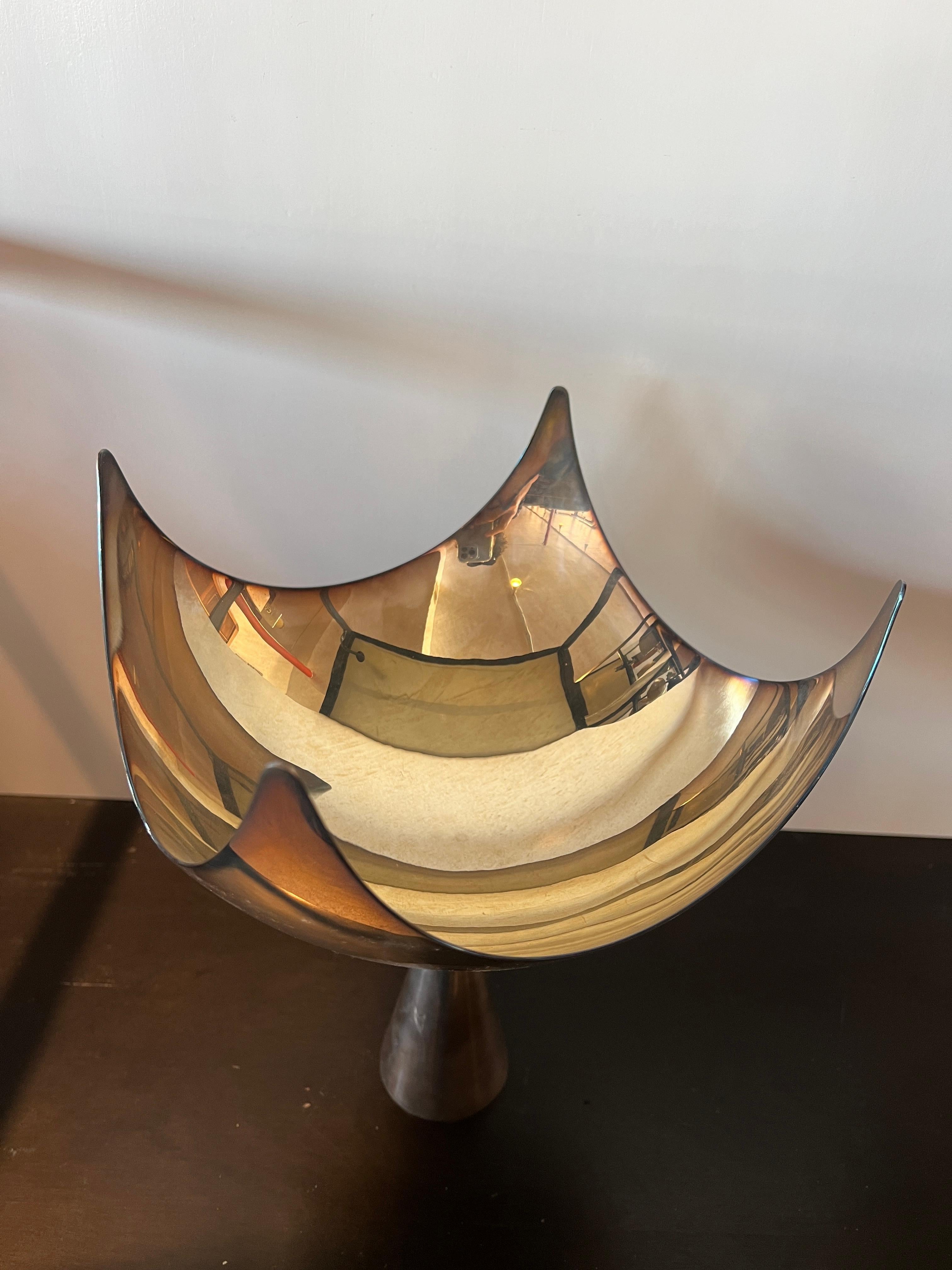 American Mesa 1970s Silver Stemmed Bowl Sculpture For Sale
