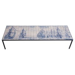 Portuguesa Table by Marcio Kogan Hand-Painted Ceramic Tiles +55design
