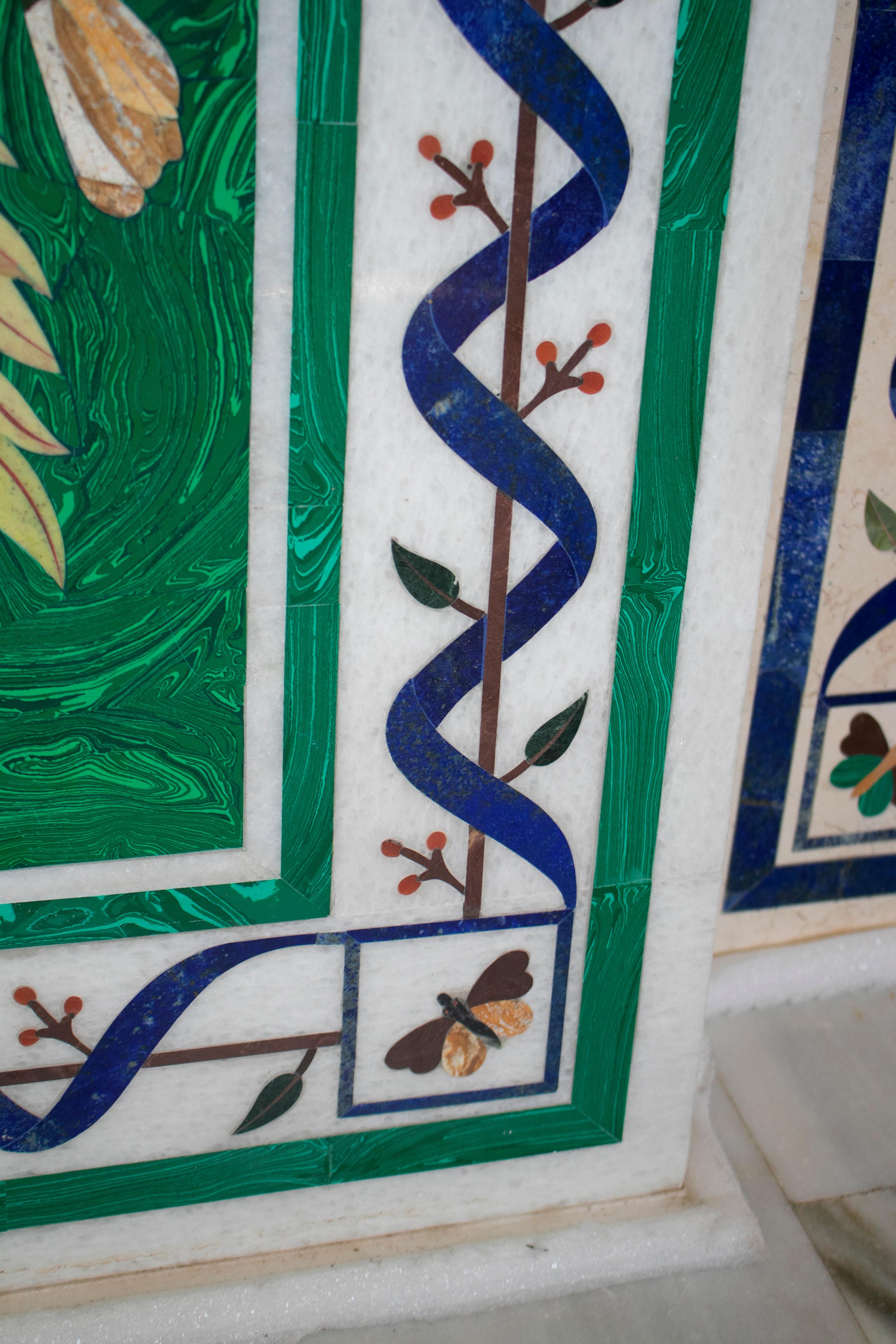 Mesa rechteckig de piedras Duras, dekoriert mit Malaquita mit Wappen im Zentrum im Angebot 5