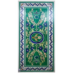 Mesa rectangulaire de piedras duras décoré de malaquita avec écusson en le centre