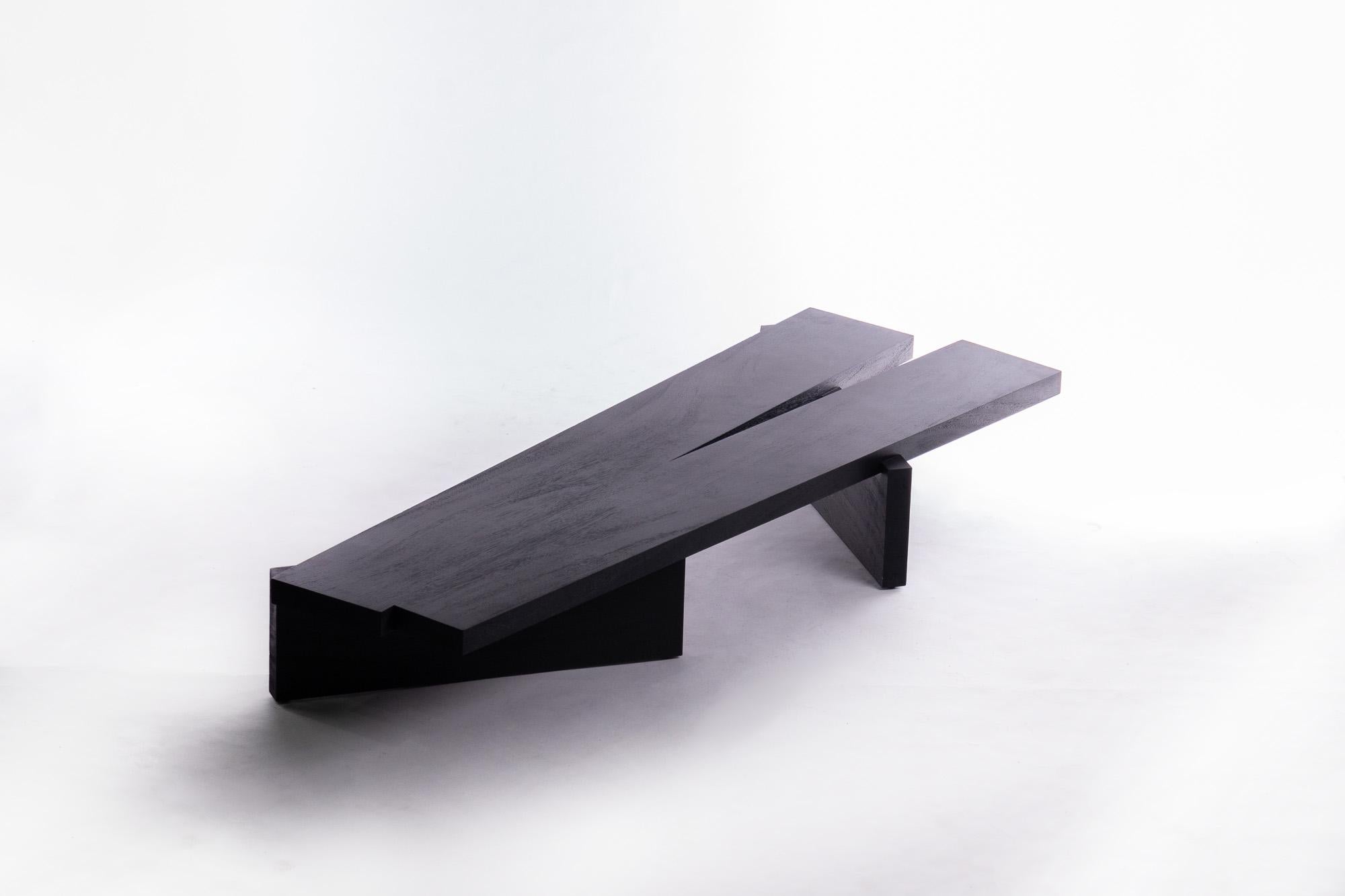 MESA, Rough Black Acacia Wood Low Table In New Condition For Sale In Chiangmai, TH