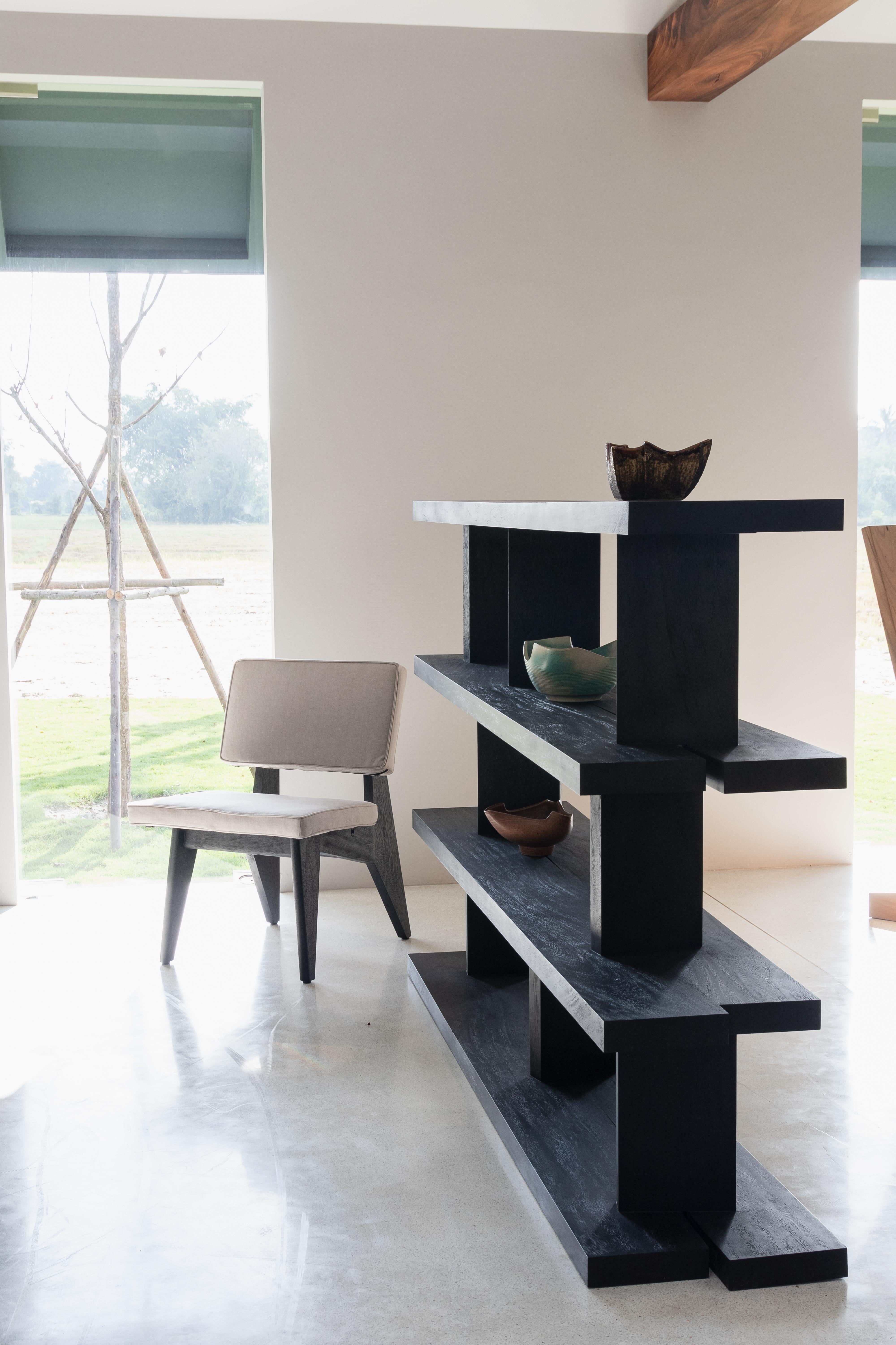 Thai MESA Shelf, Rough Black Monkey Pod Wood For Sale
