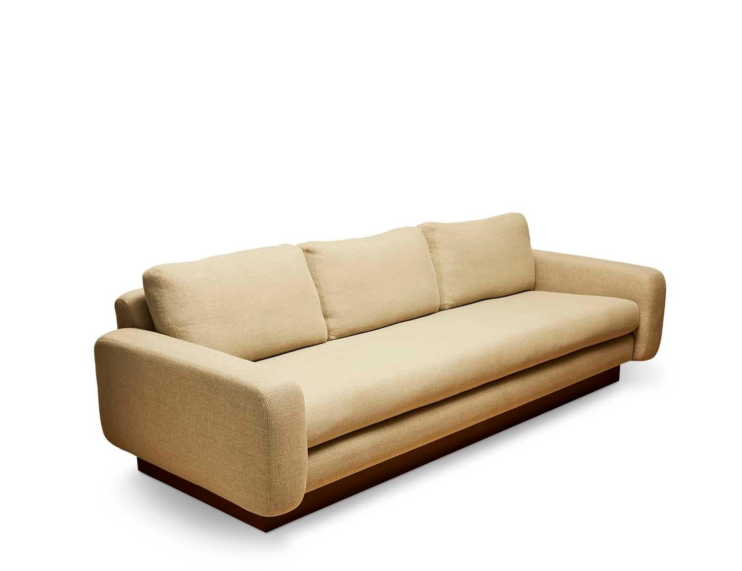 The Mesa sofa is a fully upholstered sofa that features a walnut or oak plinth base.

The Lawson-Fenning Collection is designed and handmade in Los Angeles, California.
Message us to find out which finishes are currently in stock.