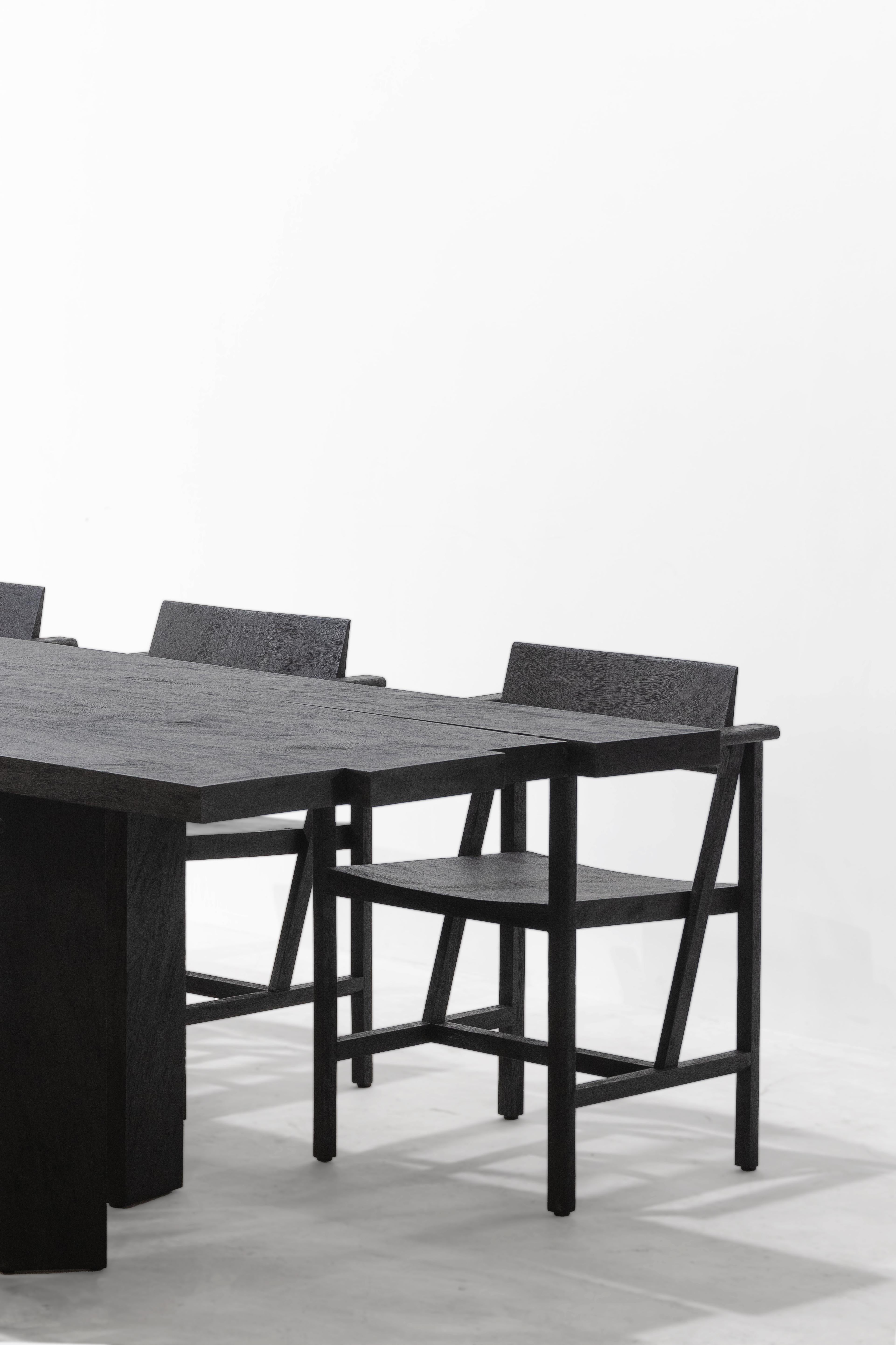 Contemporary Mesa Table 250cm, Rough Black Monkey Pod Wood For Sale
