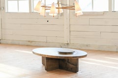 Mesa Table, Hand Carved Oval Coffee Table in Oxidized Maple