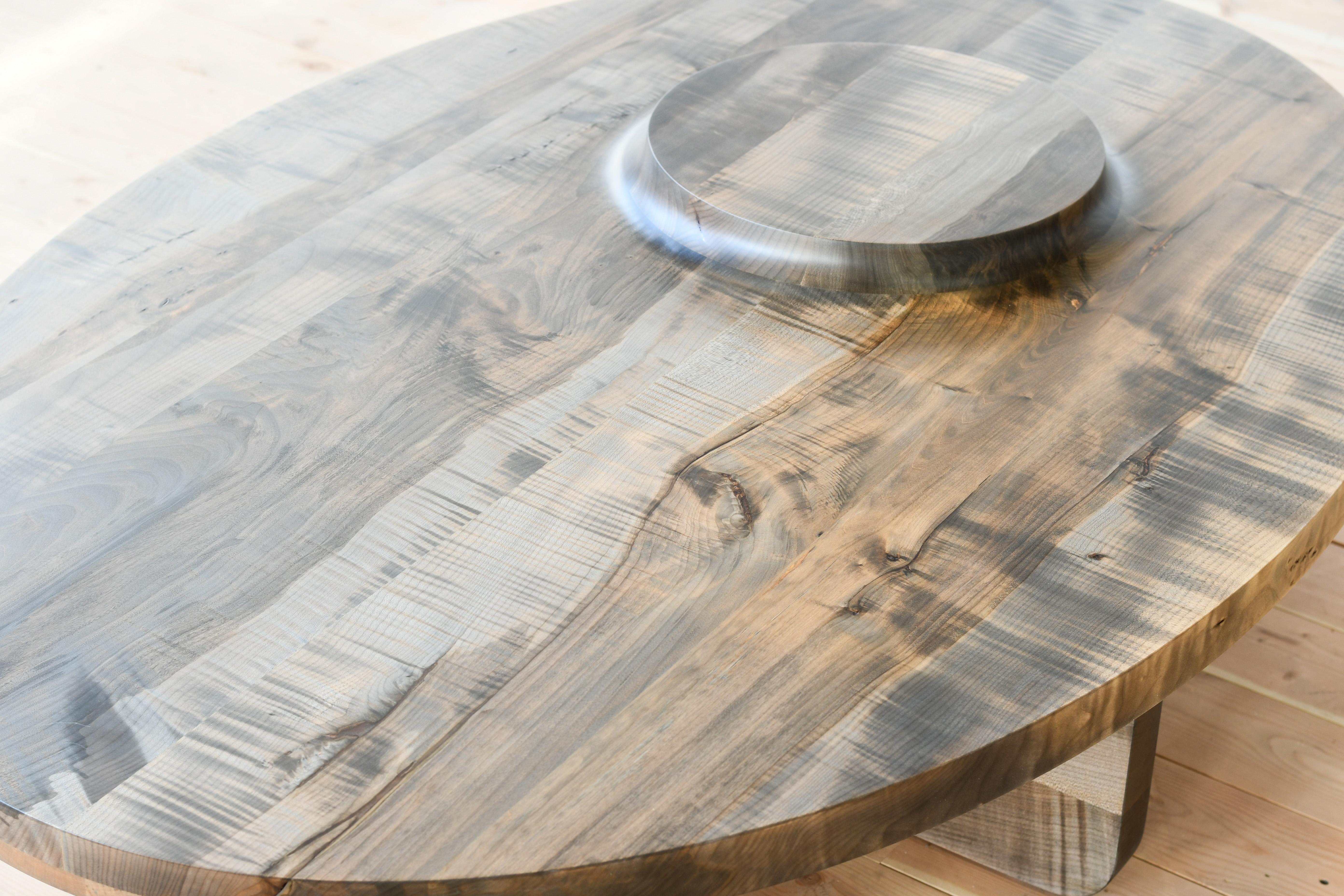 Mesa Table, Hand Carved Oval Coffee Table in Oxidized Maple 2