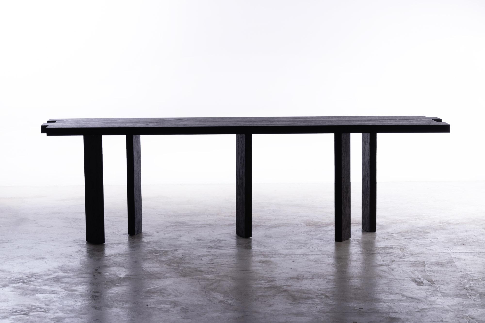 Modern Mesa Table 250cm, Rough Black Acacia Wood For Sale