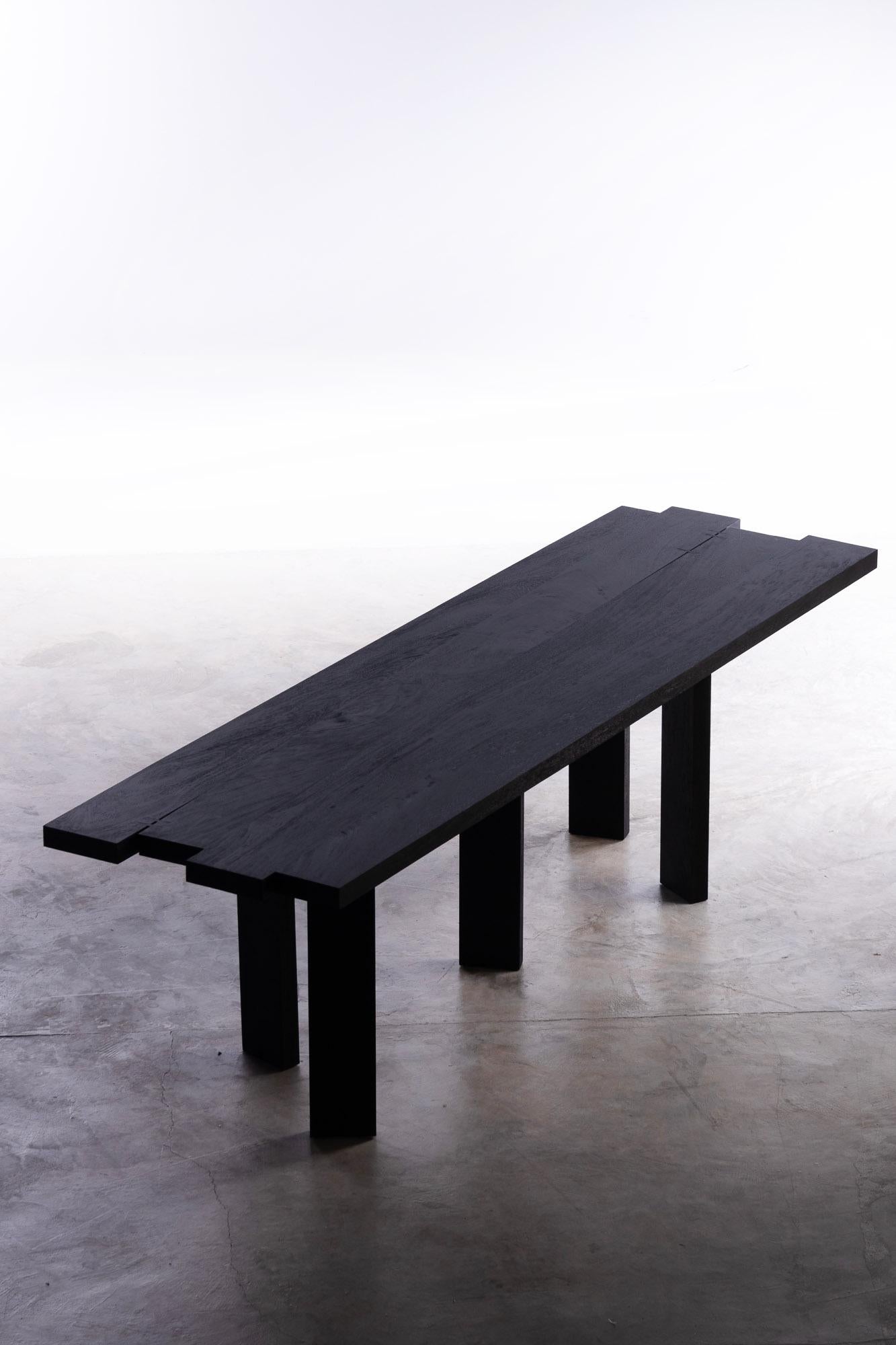 Thai Mesa Table 250cm, Rough Black Acacia Wood For Sale