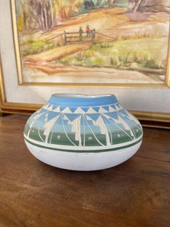 Mesa Verde Pottery Hand-Painted Zuni Signed Vessel - Jarrón de arte Native American Art.