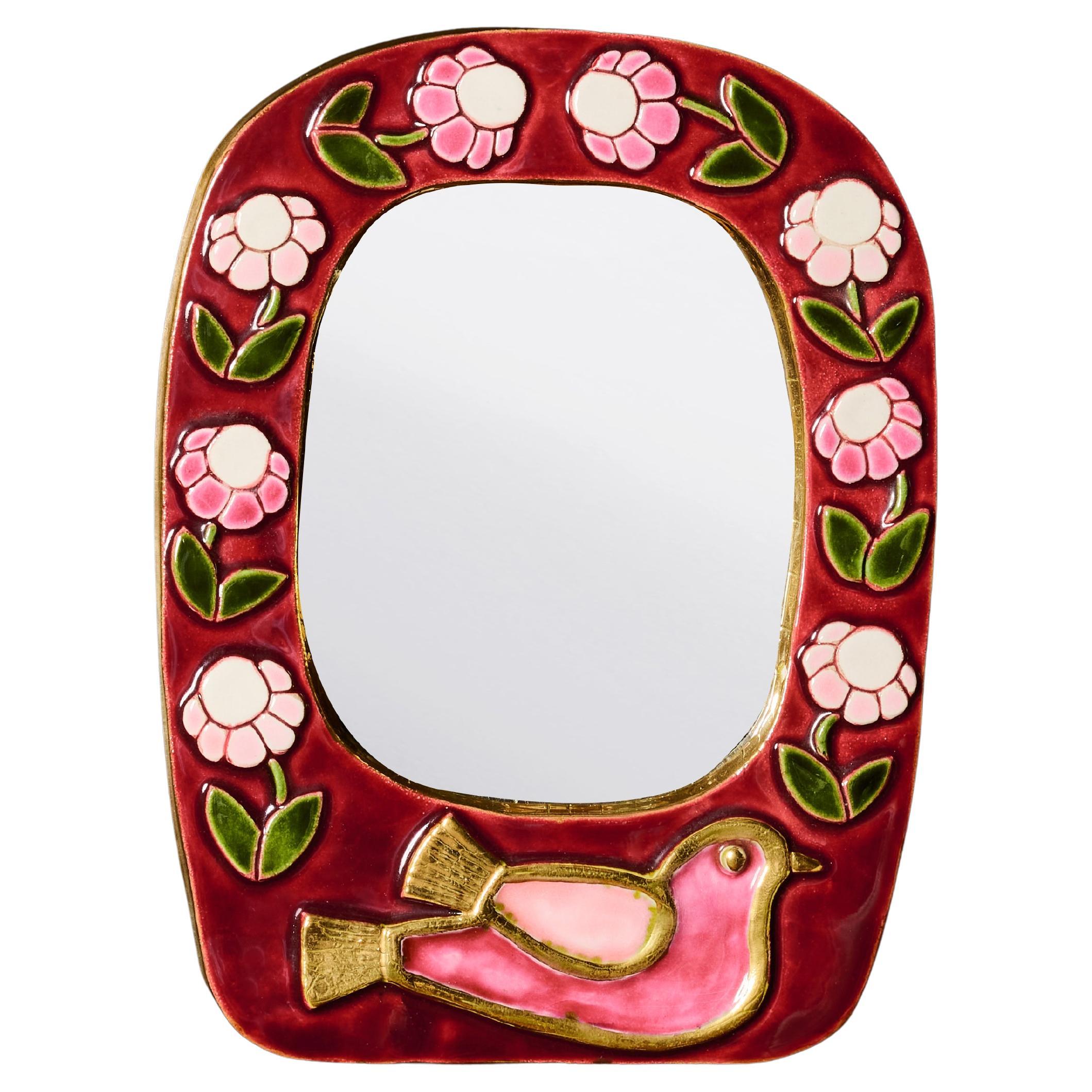 Miroir en céramique Mithé Espelt de Mesange et Fleurs