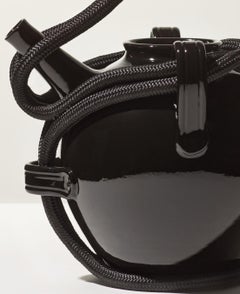 Wheeled mesciacqua with loops, black glaze, black nylon rope, Gatti 1928 Faenza